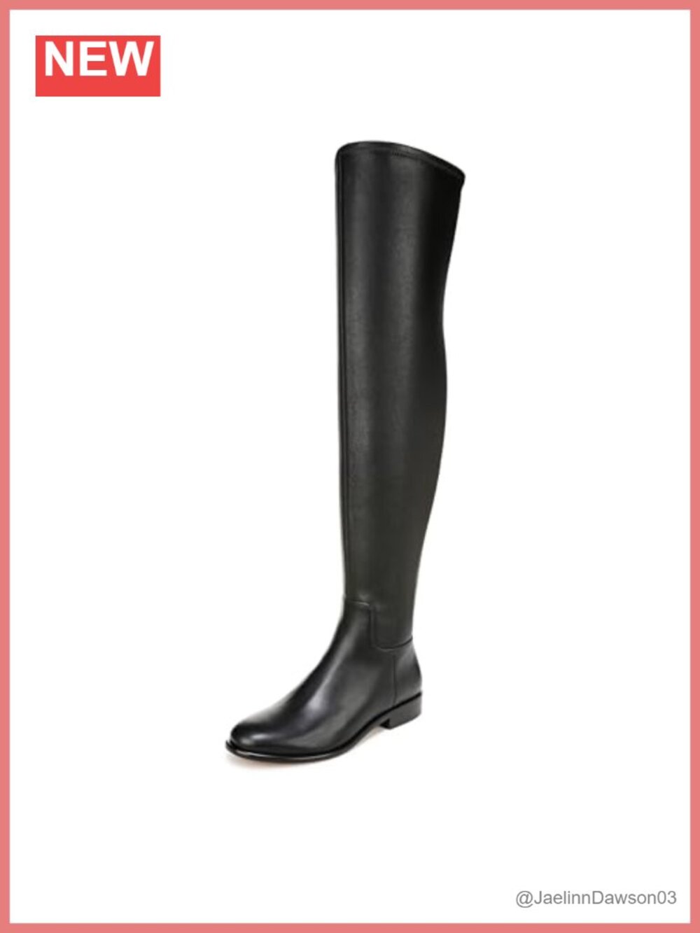 Over the Knee Leather Boots Round Toe Stacked Heel Pull On